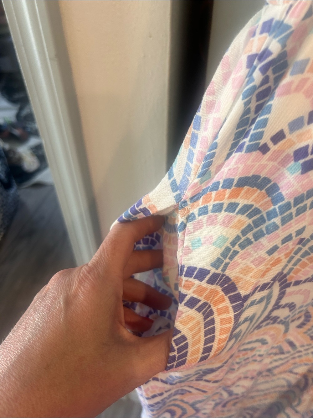 Pastel Mosaic Maxi Sundress/Romper in Blue, Pink & White - Picture 3 of 5